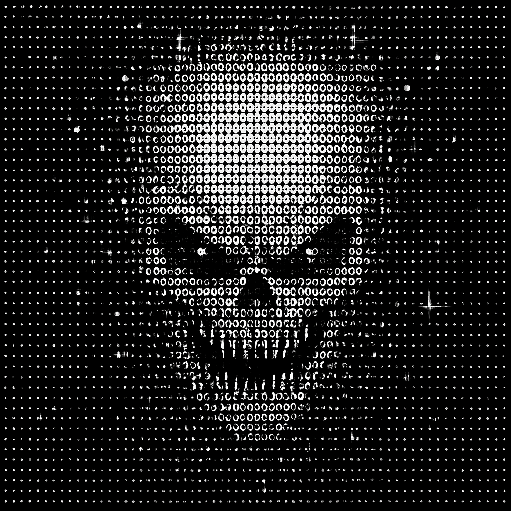 a black and white photo of a creepy face