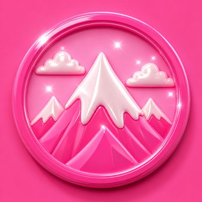 an emblem of a mountain peak inside a circle, simple bold shapes on a plain background, no text or lettering