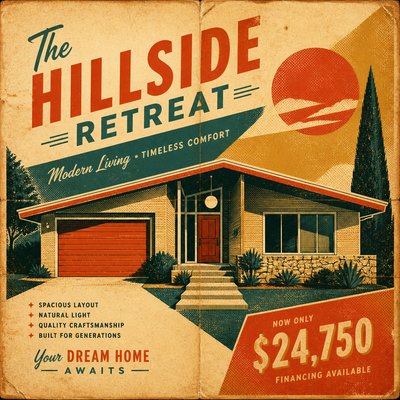 house with front view — Vintage Poster Design