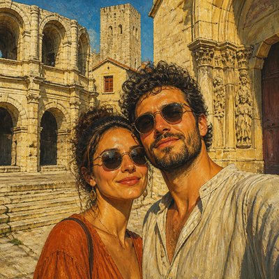 portrait of two people together — Arles Art Style