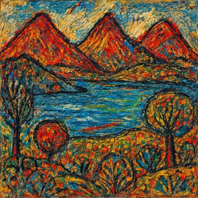 serene landscape with mountains and water