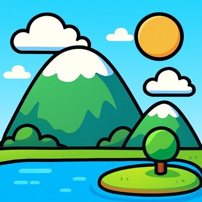 serene landscape with mountains and water