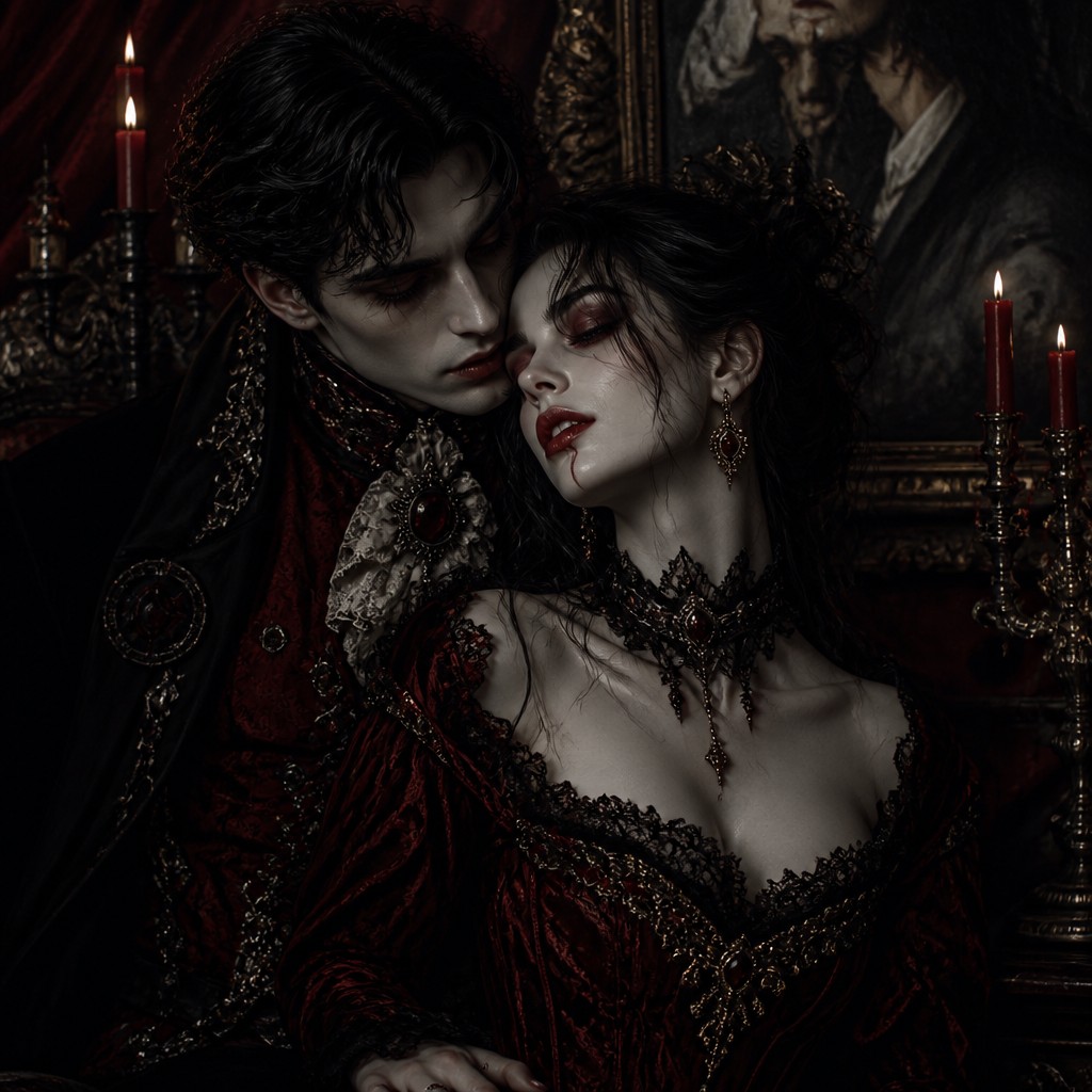 portrait of two people together — Vampirecore Aesthetic