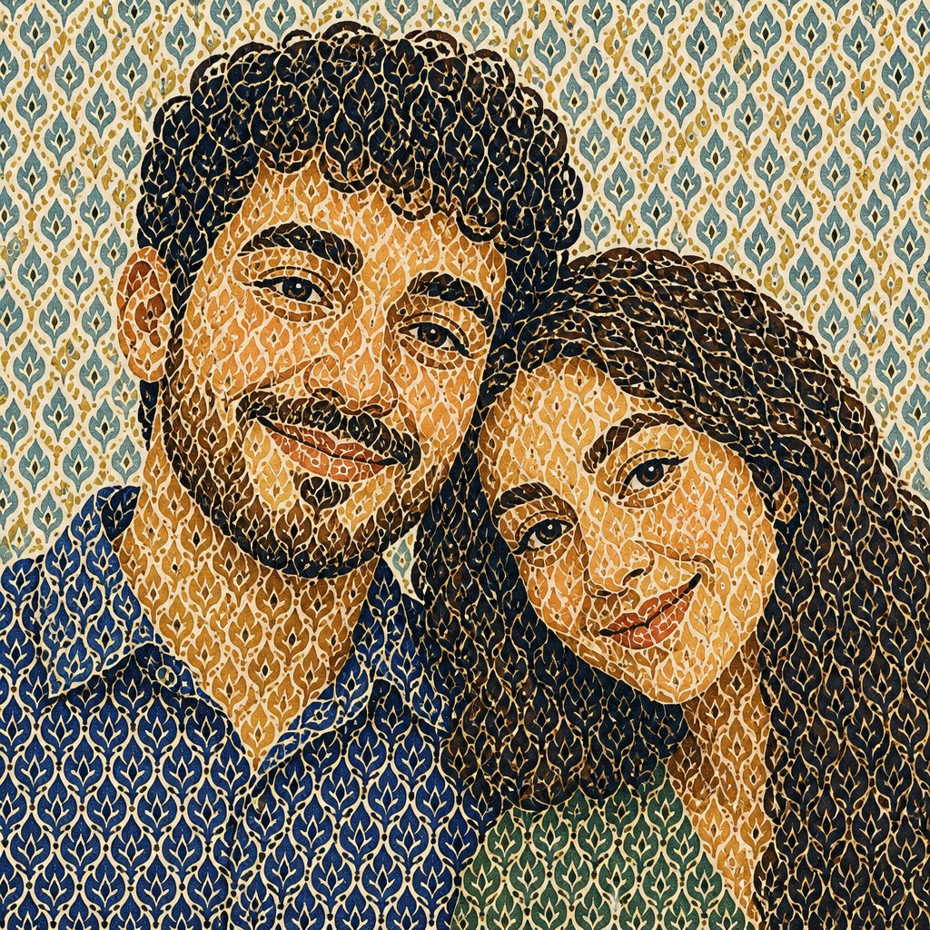 portrait of two people together — Motif Art Style