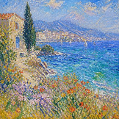 wide landscape with natural scenery — Impressionism Art Style