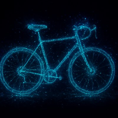 bicyle resting against a wall