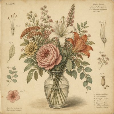 bouquet of flowers in a glass vase