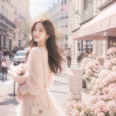 urban street with city activity — Light Feminine Aesthetic