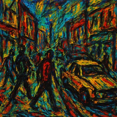 urban street with city activity