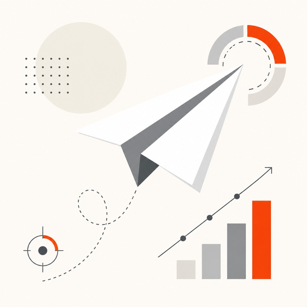 a paper plane, clean minimal composition on a plain background, no text