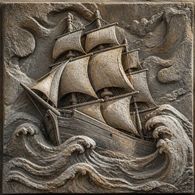 sailing ship on a stormy sea