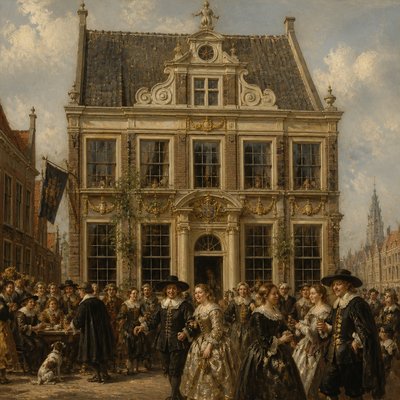 house with front view — Haarlem Golden Age Art Style