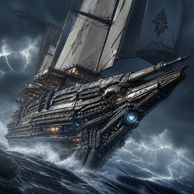 sailing ship on a stormy sea