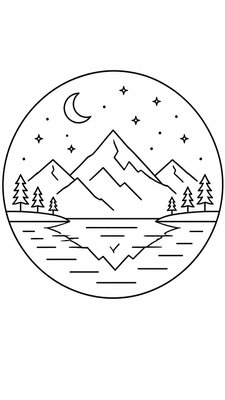 a tranquil mountain lake beneath a starry night sky, no people, no text