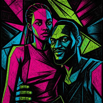 a poster of a man and a woman