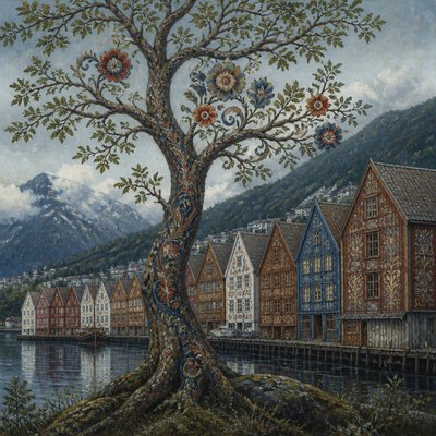 a tree in nature — Bergen Art Style