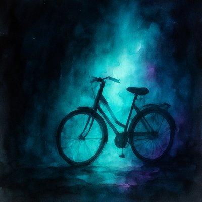 bicyle resting against a wall