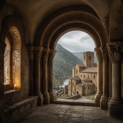 wide landscape with natural scenery — Romanesque Architecture