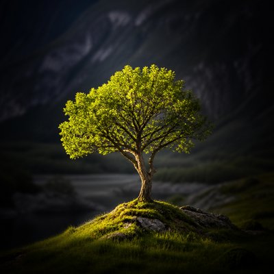 a tree in nature — Dramatic Emphasis Art Style