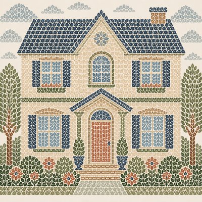 house with front view — Motif Art Style