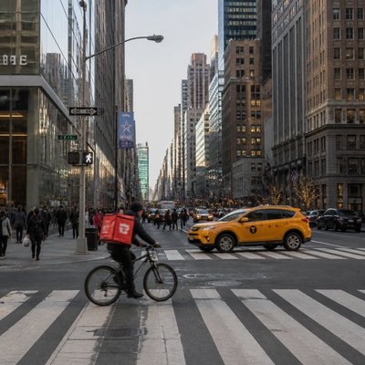 urban street with city activity
