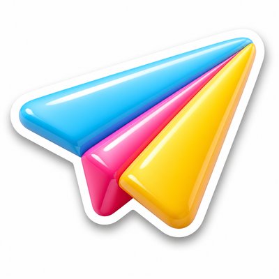 a paper plane, clean minimal composition on a plain background, no text
