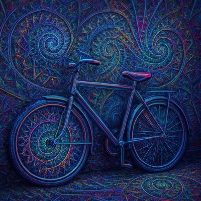 bicyle resting against a wall