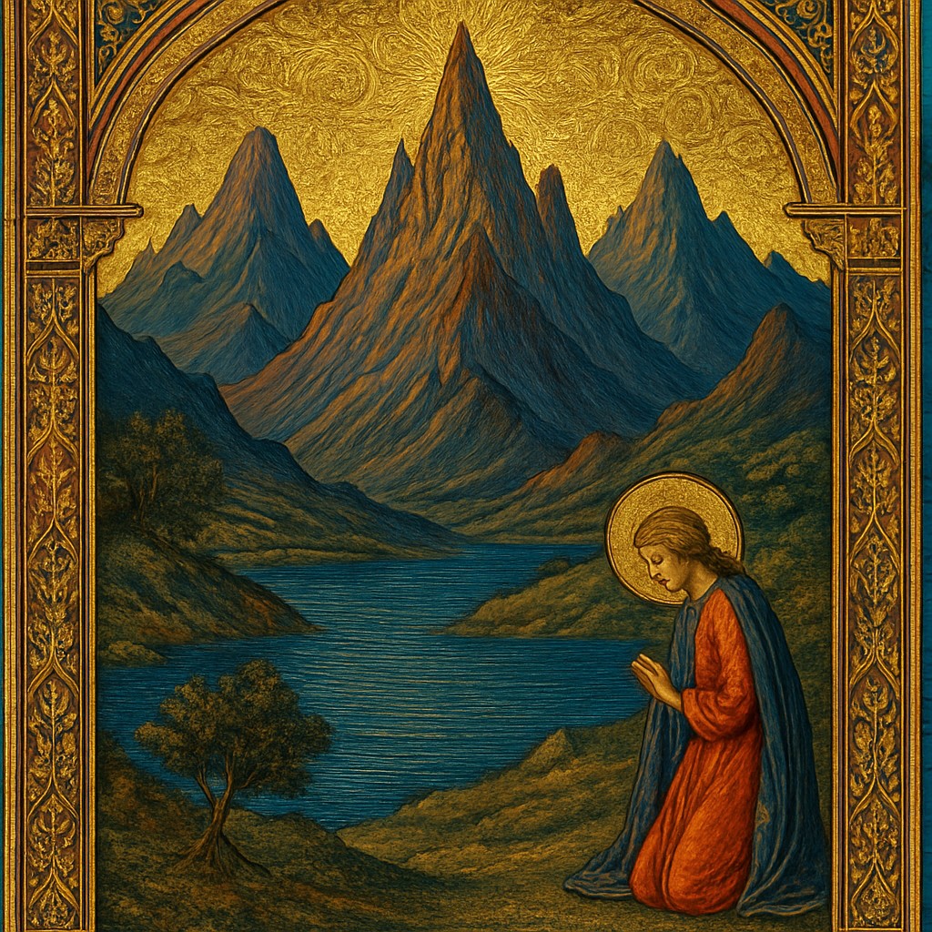 serene landscape with mountains and water
