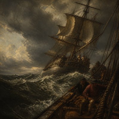 sailing ship on a stormy sea