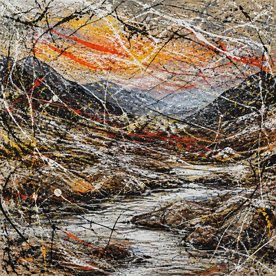 wide landscape with natural scenery — Action Painting Art Style