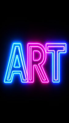 a neon sign spelling ART