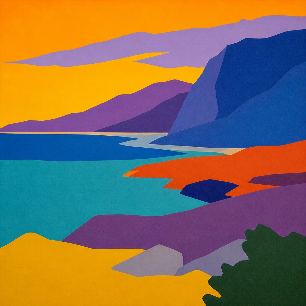 wide landscape with natural scenery — Color Field Abstract Art Style