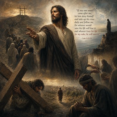 
“If any one would come after me, let him deny himself and take up his cross daily and follow me. For whoever would save his life will lose it; and whoever loses his life for my sake, he will save it.”
 – Luke 9:23-24
