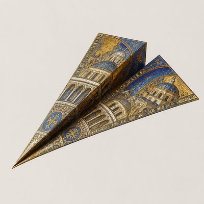 a paper plane, clean minimal composition on a plain background, no text