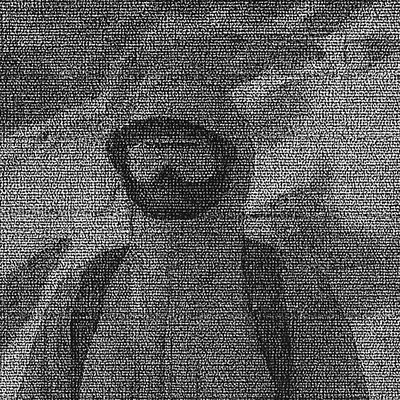 a black and white photo of a person standing in the fog