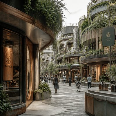 urban street with city activity