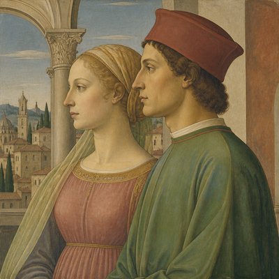 portrait of two people together — Florentine Renaissance Art Style