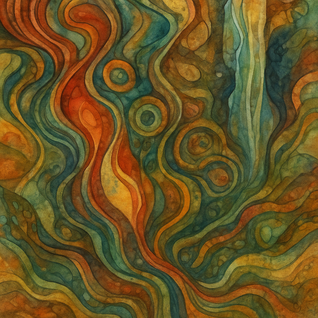 a painting of a wavy pattern with different colors