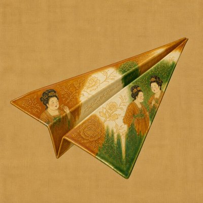 a paper plane, clean minimal composition on a plain background, no text