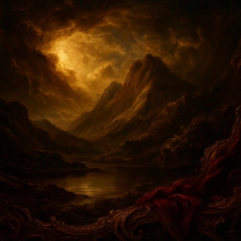serene landscape with mountains and water