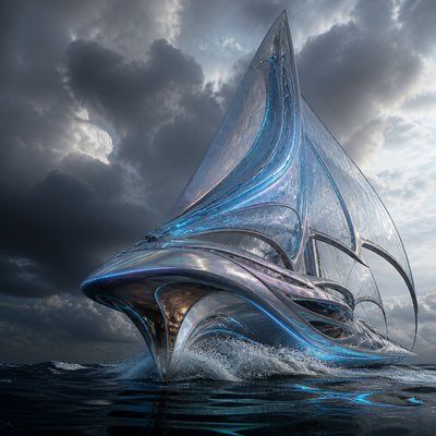 sailing ship on a stormy sea