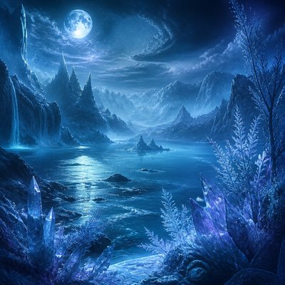 wide landscape with natural scenery — Cool Palette Art Style