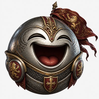 an exaggerated laughing face of an original round mascot character, bold and readable at small size, plain background, no text