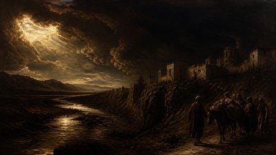 sweeping panoramic landscape with a dramatic sky