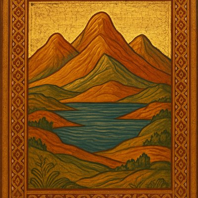 serene landscape with mountains and water