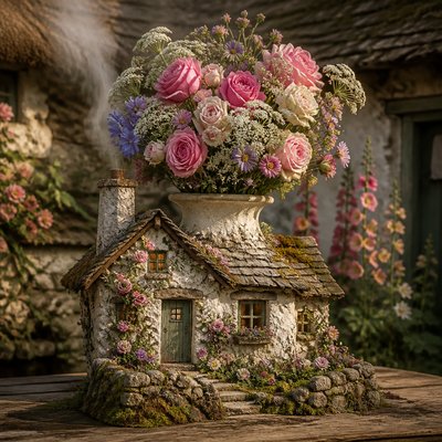 bouquet of flowers in a glass vase