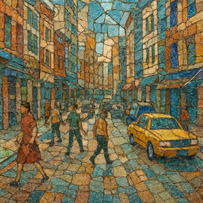 urban street with city activity