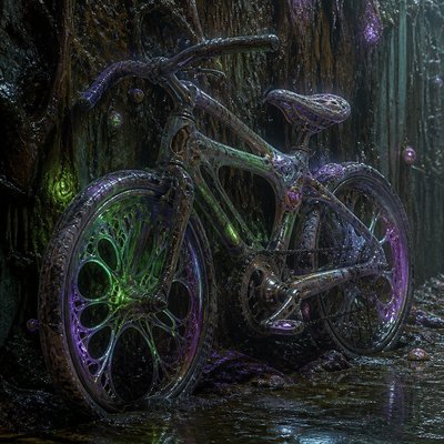 bicyle resting against a wall