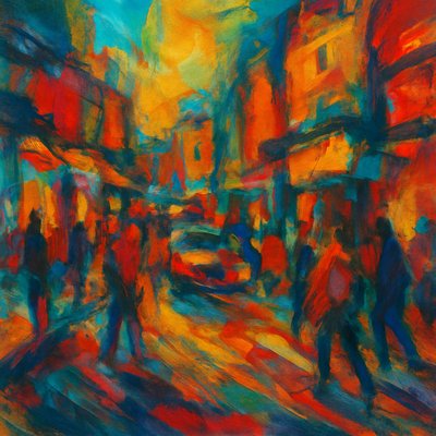 urban street with city activity