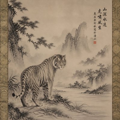 animal standing in natural pose — Scroll Painting Style
